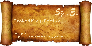 Szakmáry Etelka névjegykártya